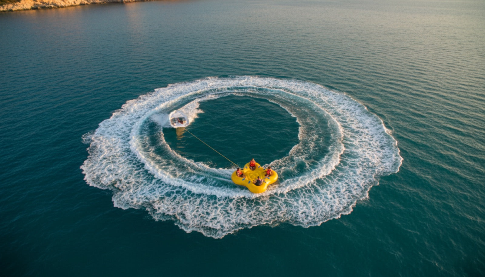 WaveCraft towable tube moving across open water