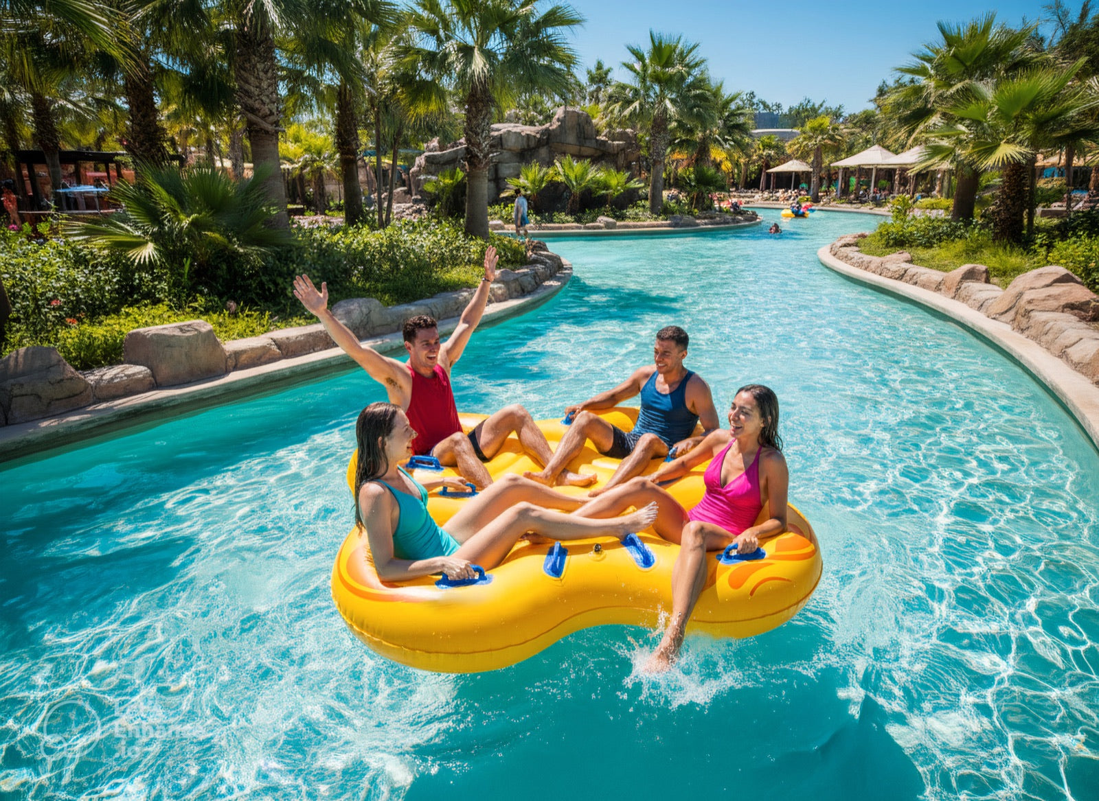 WaveCraft inflatable tube beside a pool before inspection and care