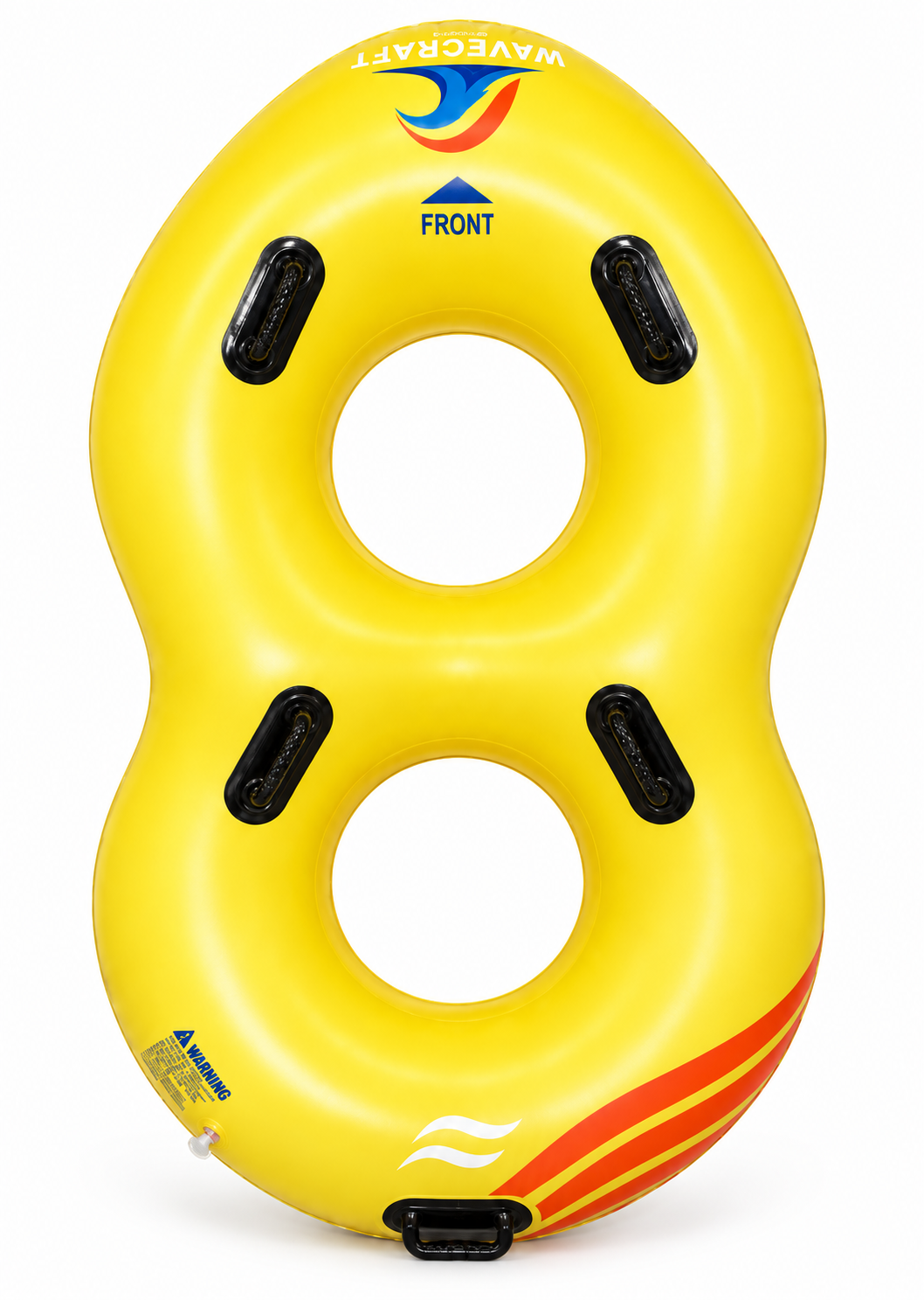 Yellow WaveCraft Pro 42-inch Double Tube with two seating openings and black handles