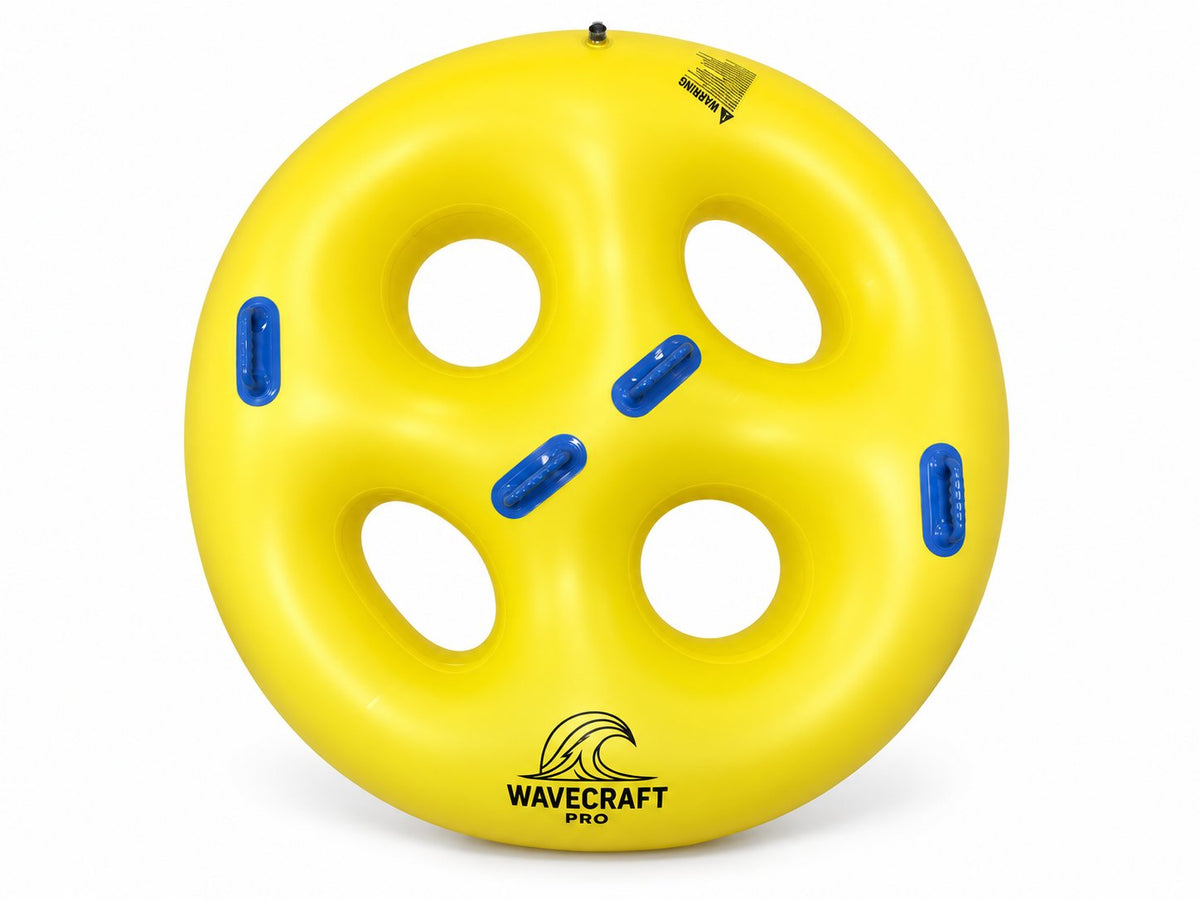 Yellow WaveCraft Pro Whirlywheel Tube with four blue handles